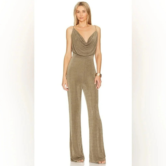 MISHA Moyra Jumpsuit in Khaki Size 4 Party Elegant Wedding Holiday - Picture 1 of 10